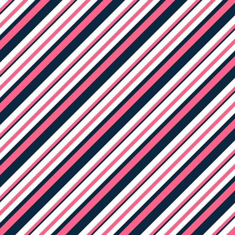 Diagonal navy, pink, and white striped pattern