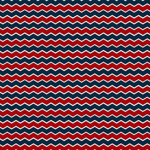 Red and navy blue chevron pattern on a gray background