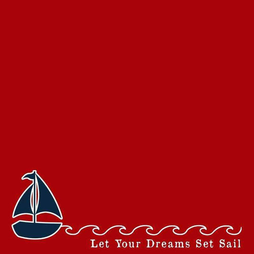 Sailboat and waves on a red background with inspirational text