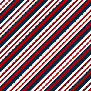 Diagonal red, white, and navy blue striped pattern