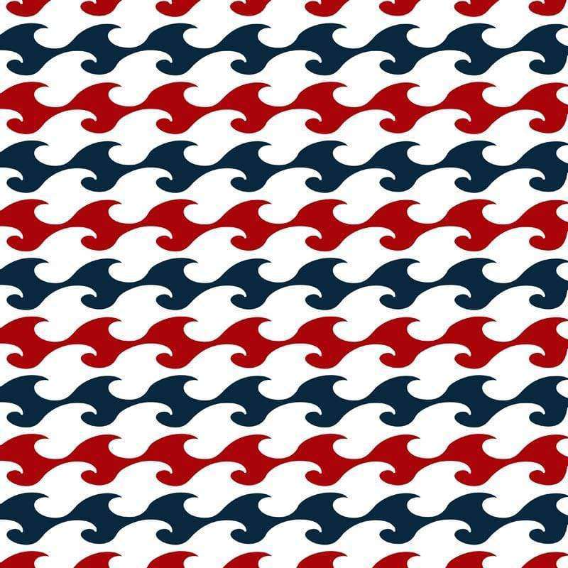 Interlocking wave pattern in red, white, and blue