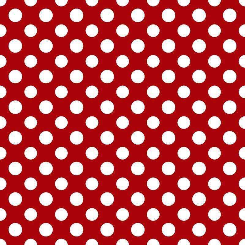 Red fabric with white polka dots pattern