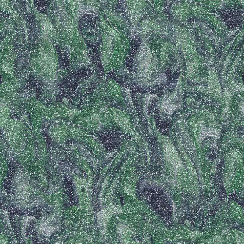 Abstract green and black swirled pattern with white speckles