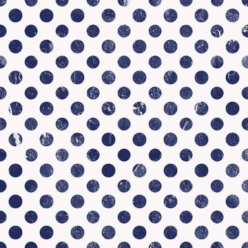 Blue polka dot pattern on a white background