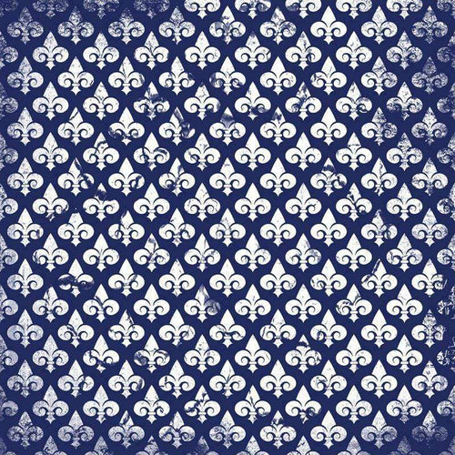 Classic fleur-de-lis pattern on a navy blue background