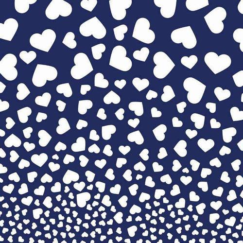 Scattered white heart pattern on navy background