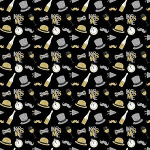 Black and gold vintage accessories pattern