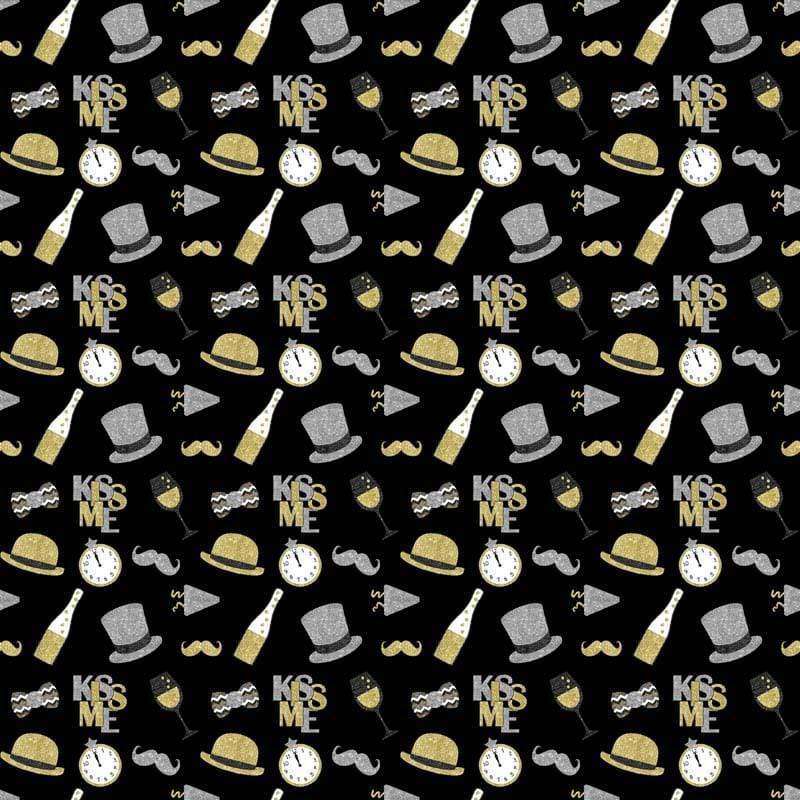 Black and gold vintage accessories pattern