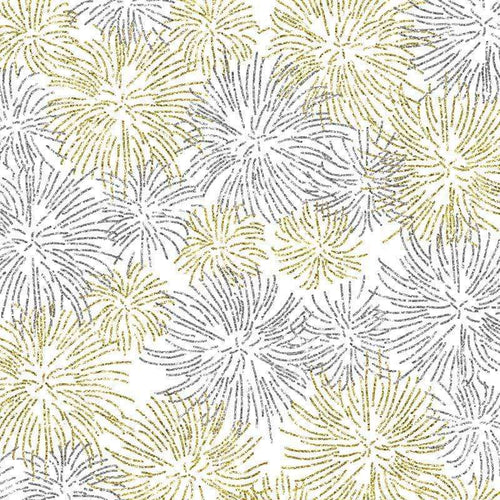 Abstract floral pattern with gold and grey highlights