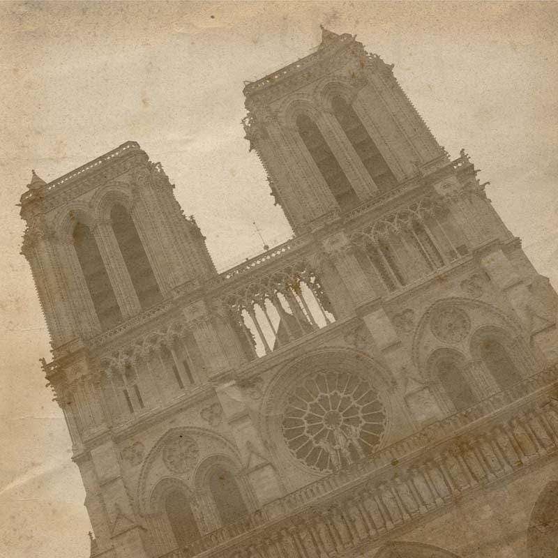 Sepia-toned image of a historic cathedral