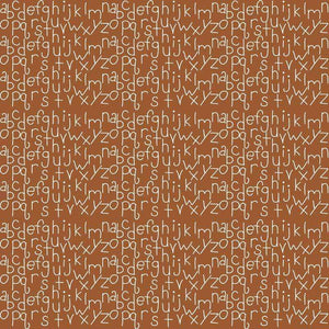 Seamless pattern with scattered white alphabet letters on a terracotta background