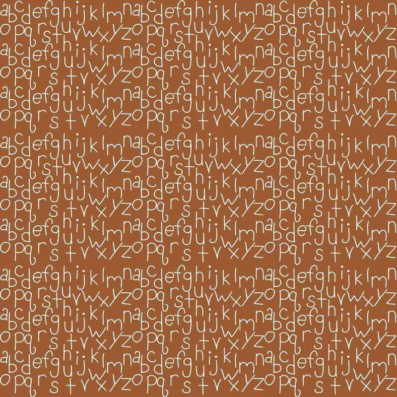 Seamless pattern with scattered white alphabet letters on a terracotta background