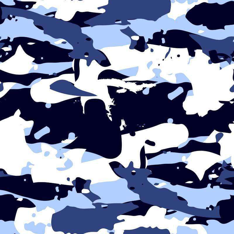 Abstract blue and white camo pattern