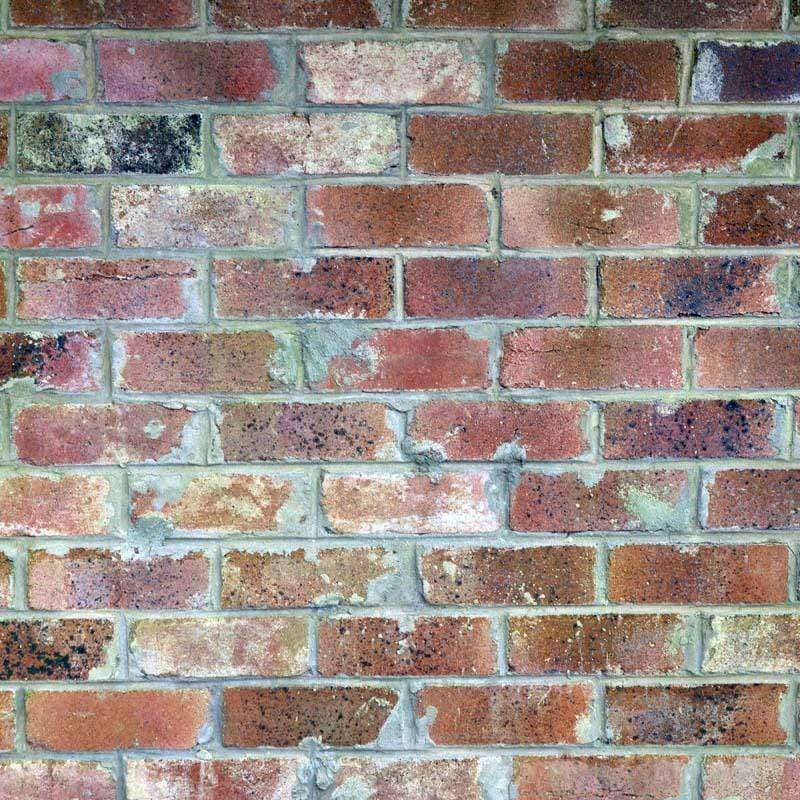Weathered brick wall with varied hues