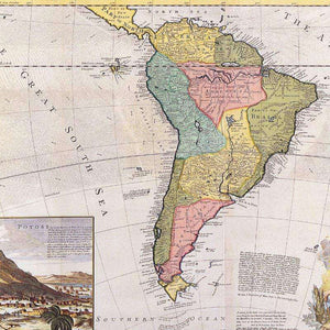 Antique stylized map of South America