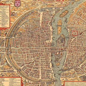 Old-fashioned map design with intricate street patterns
