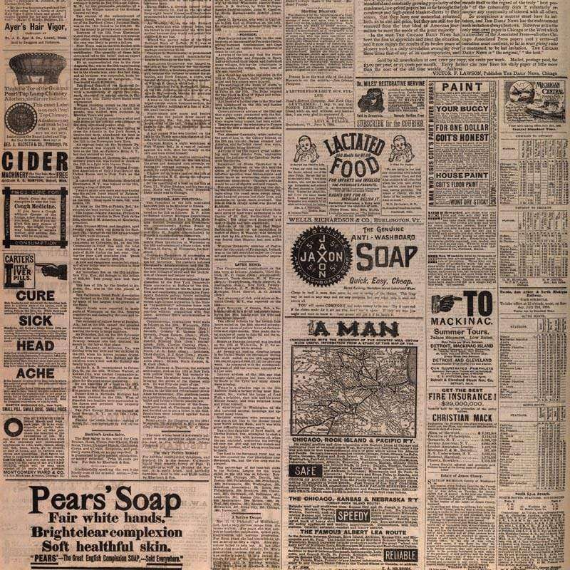 Old-fashioned newspaper advertisement collage pattern