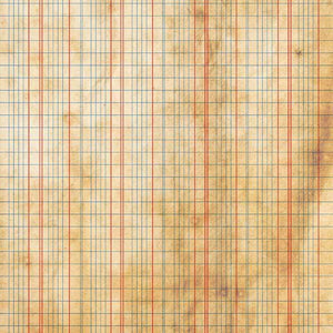 Aged paper with grid lines in blue and red