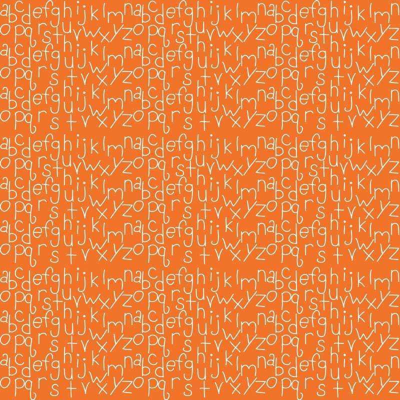 Seamless pattern of white alphabet letters on an orange background