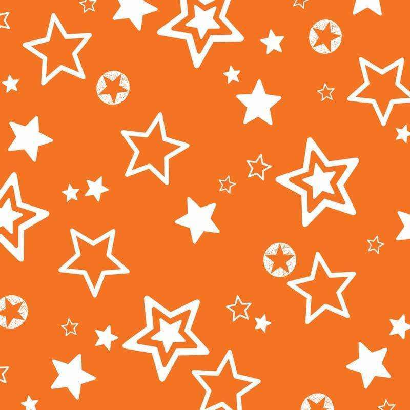 White star patterns on an orange background
