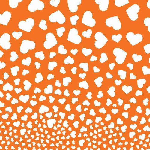 Scattered white hearts on an orange background