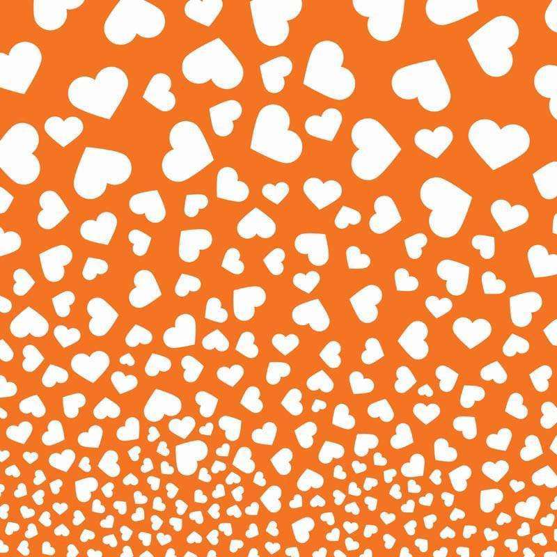 Scattered white hearts on an orange background