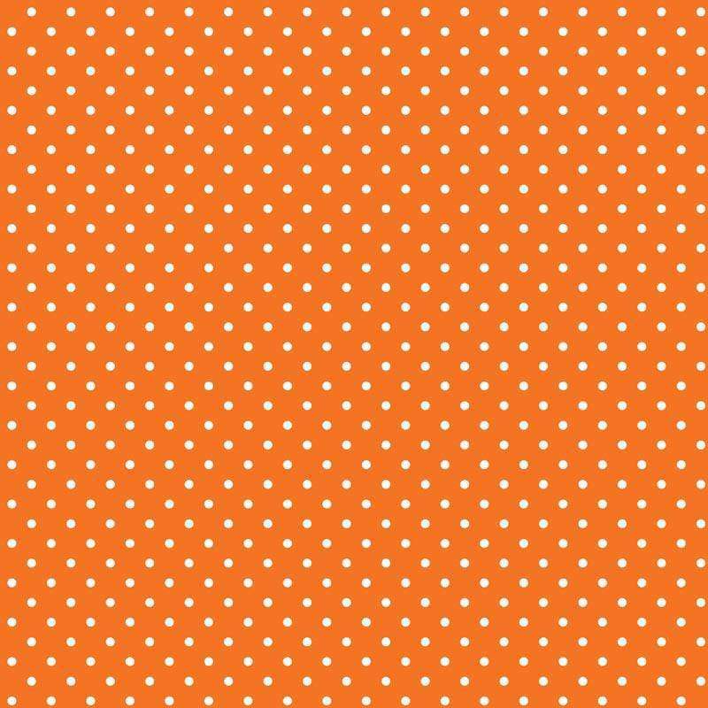 Uniform white polka dots on a warm orange background