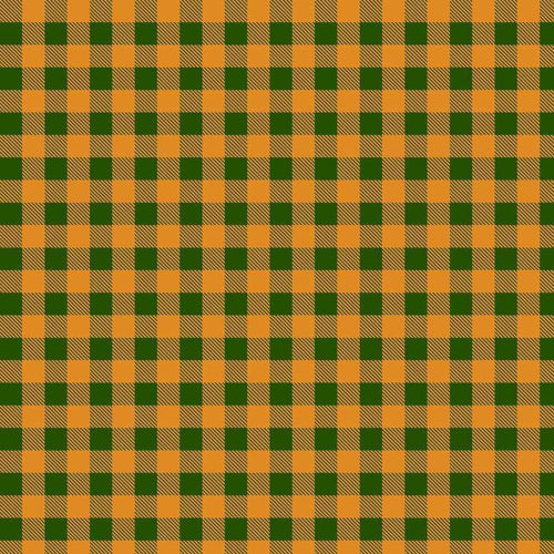 Orange and green plaid pattern with diagonal hatch texture