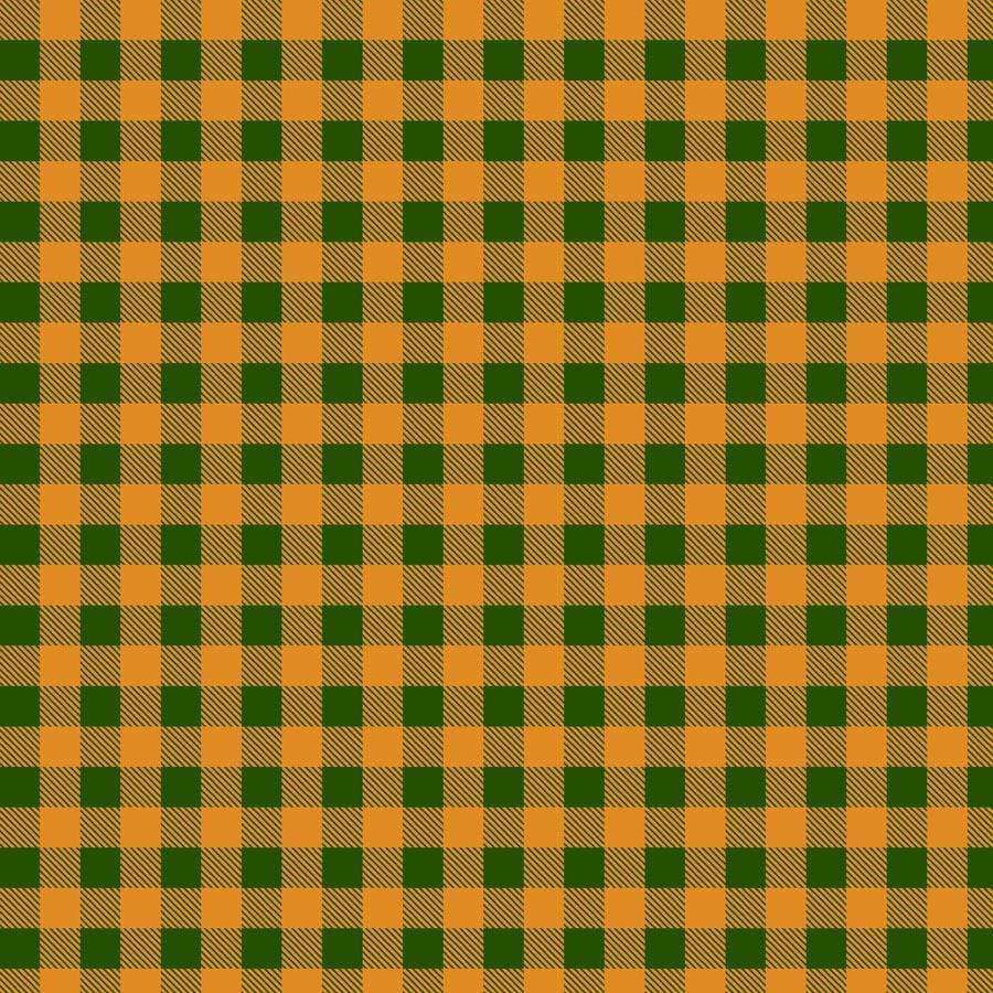 Orange and green plaid pattern with diagonal hatch texture