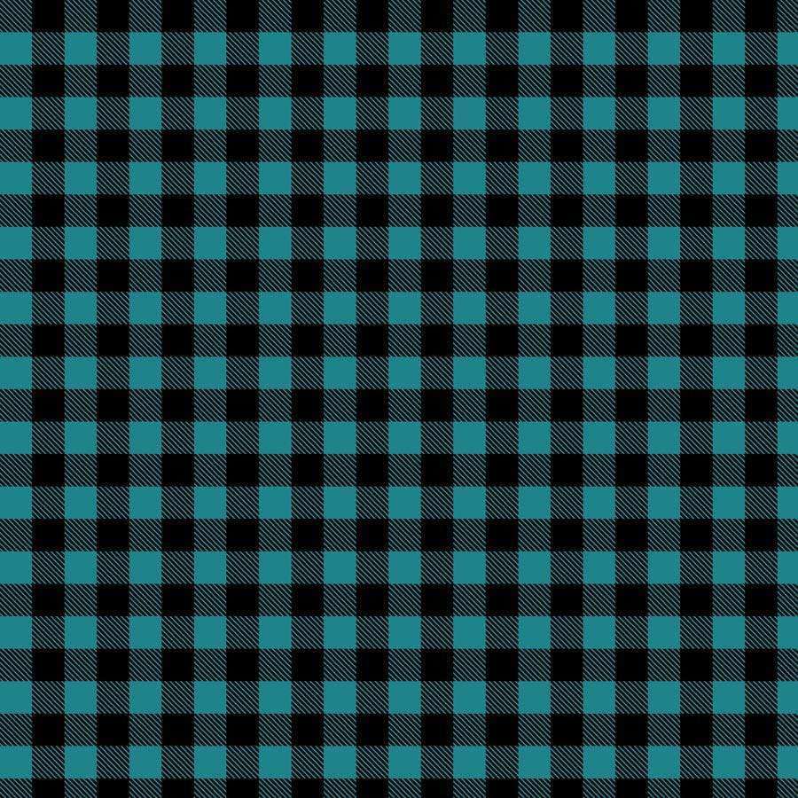 Traditional teal and black checkered tartan pattern