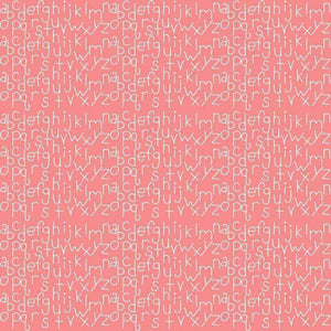 repetitive white alphabet letters on coral background
