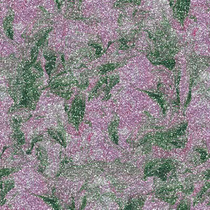 Abstract glittery pattern with green and pink shapes