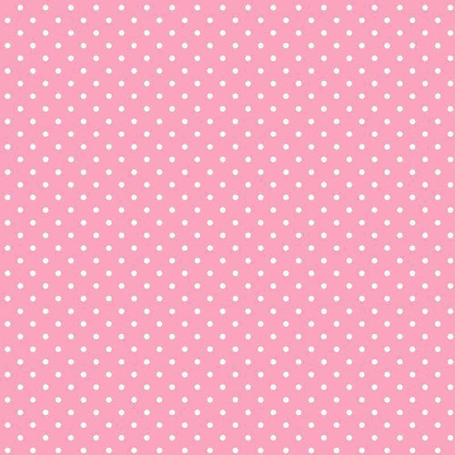 Square image of a pink background with white polka dots pattern
