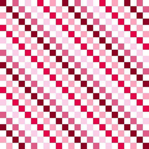 Pixelated checkerboard pattern in shades of pink and red
