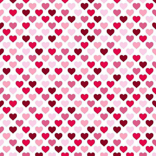 Seamless heart pattern with varying shades of pink and red