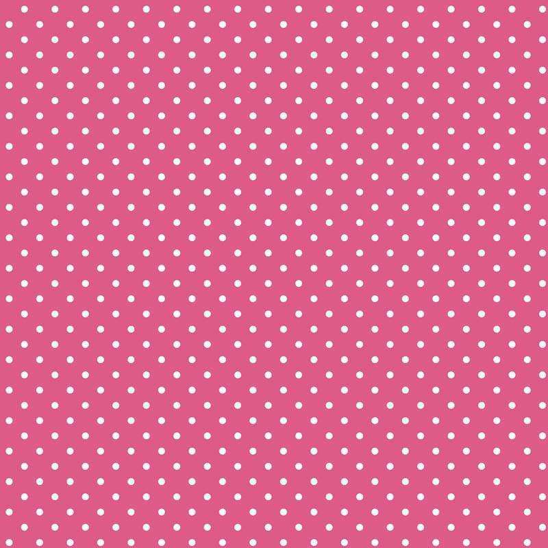 Pink fabric with white polka dots pattern