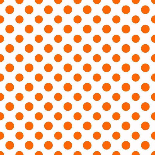 Orange polka dots on a white background
