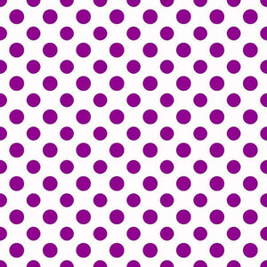 A square image featuring a pattern of uniform purple dots on a white background