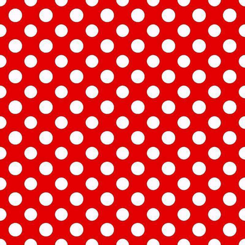 White polka dots on a red background pattern