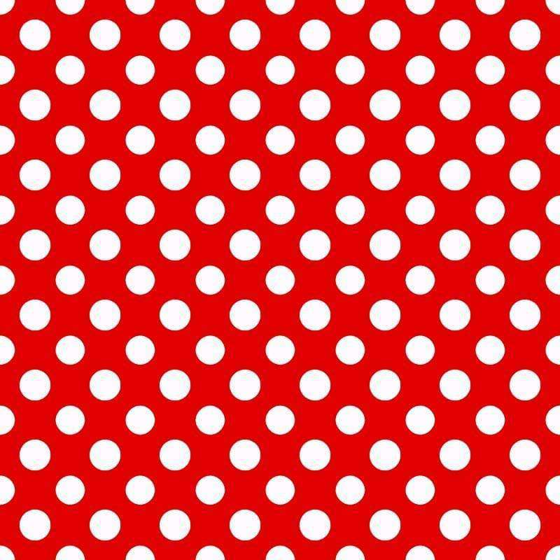 White polka dots on a red background pattern