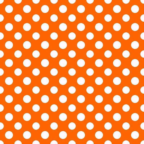 Bright orange background with uniform white polka dots