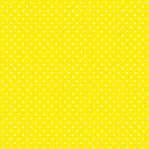 Bright yellow background with white polka dots