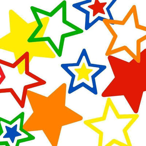 Multicolored star patterns on white background