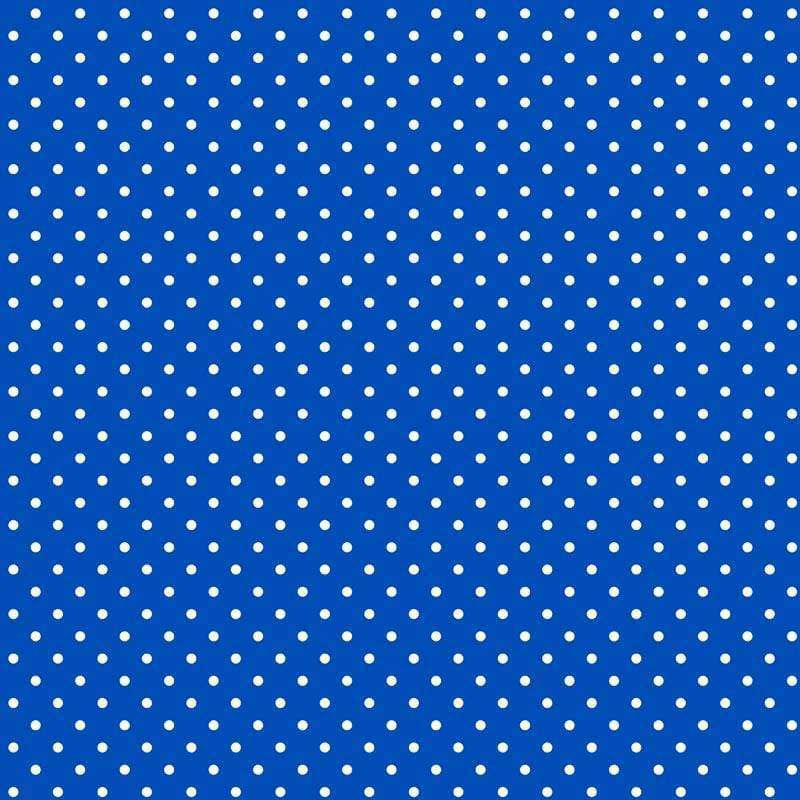Crisp white polka dots on a vibrant blue background