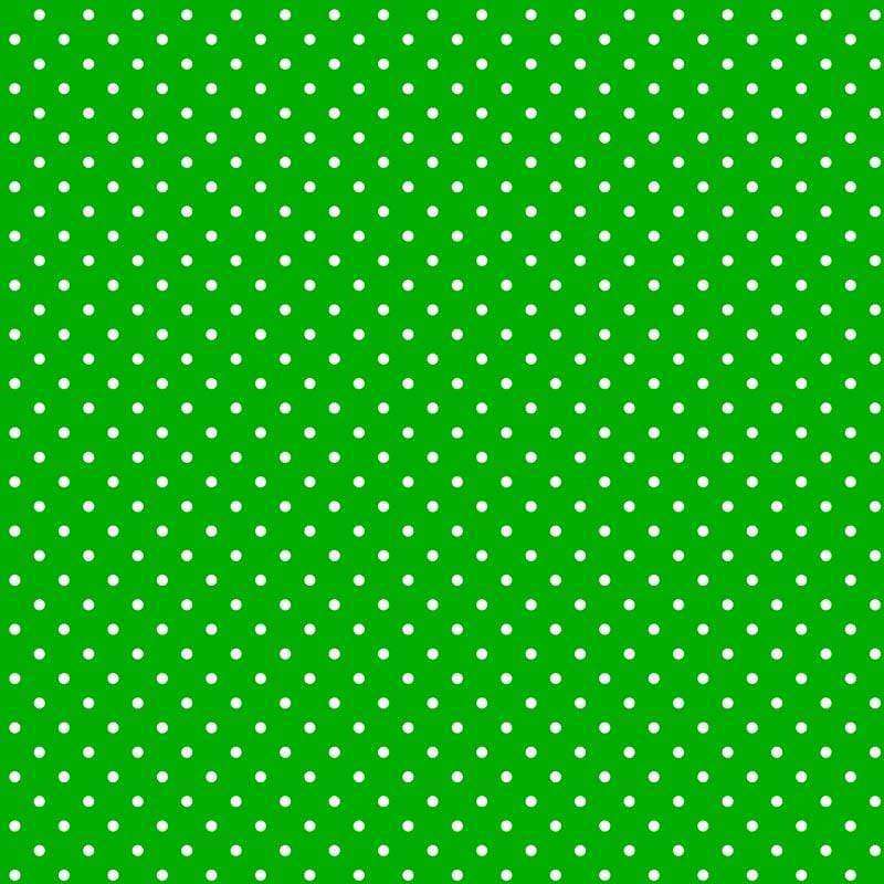 Green fabric with white polka dots pattern