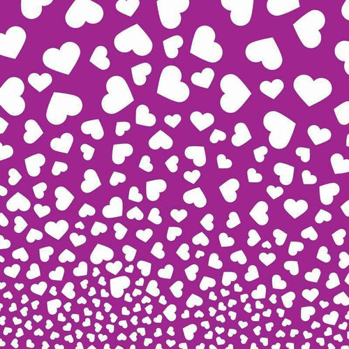 Scattered white hearts on purple background pattern