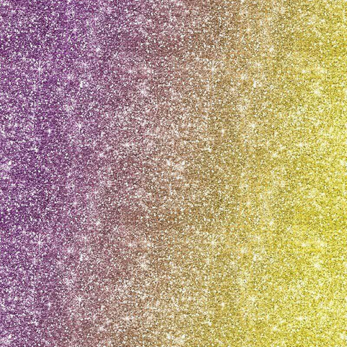 A glittery ombre pattern with sparkling stars blending from purple to gold