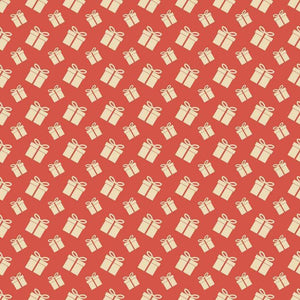 Repeated gift box pattern on terracotta background