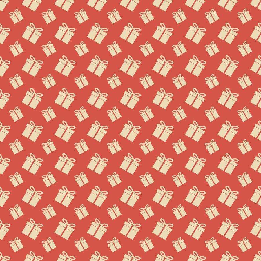 Repeated gift box pattern on terracotta background