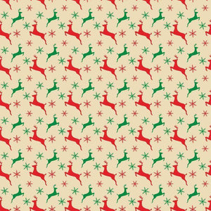 Christmas themed pattern with reindeer and snowflakes